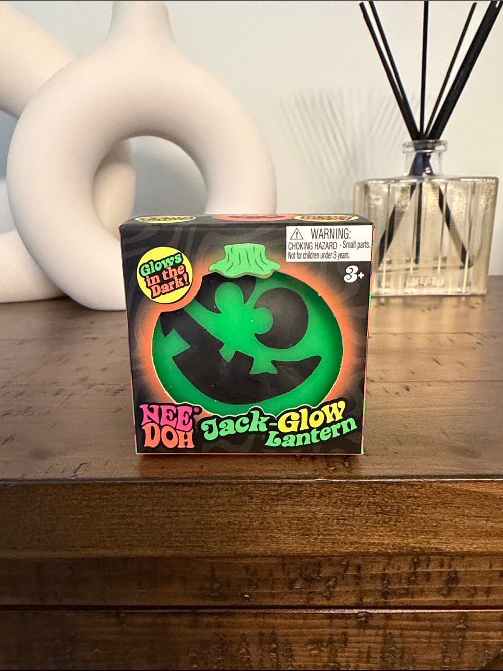 NeeDoh Jack-Glow Lantern - Green Glow Pumpkin Toy